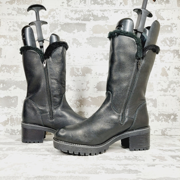 New Match Black Faux Fur Zip Up Round Toe Winter Boots X190 - Picture 5 of 12